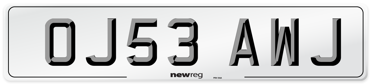 OJ53 AWJ Number Plate from New Reg